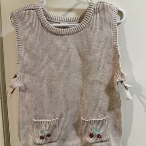 John Lewis Neutral Knit Sleeveless Tunic with Embroidered Berries